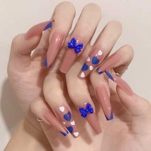24 pieces heart pattern fake press on nails